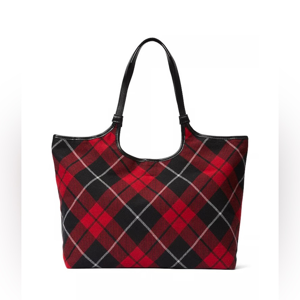 🆕 RESERVED FB BB VICTORIA'S SECRET VS TOTE BAG HOLIDAYS CHRISTMAS PLAID LARGE - Picture 2 of 8
